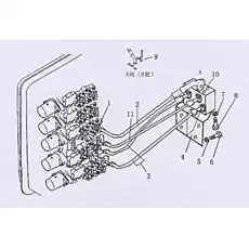 adjusting angle cylinder L.h - Блок «Трубопровод рыхлителя»  (номер на схеме: 5)