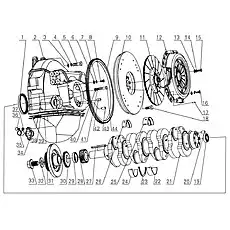 Clutch cover and pressure plate - Блок «D0800-1005000 Коленвал и маховик в сборе»  (номер на схеме: 12)