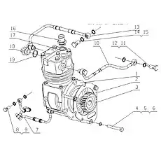 Hollow bolt for oil - Блок «L3002-3509000 Воздушный тормоз, воздушный компрессор в сборе»  (номер на схеме: 8)